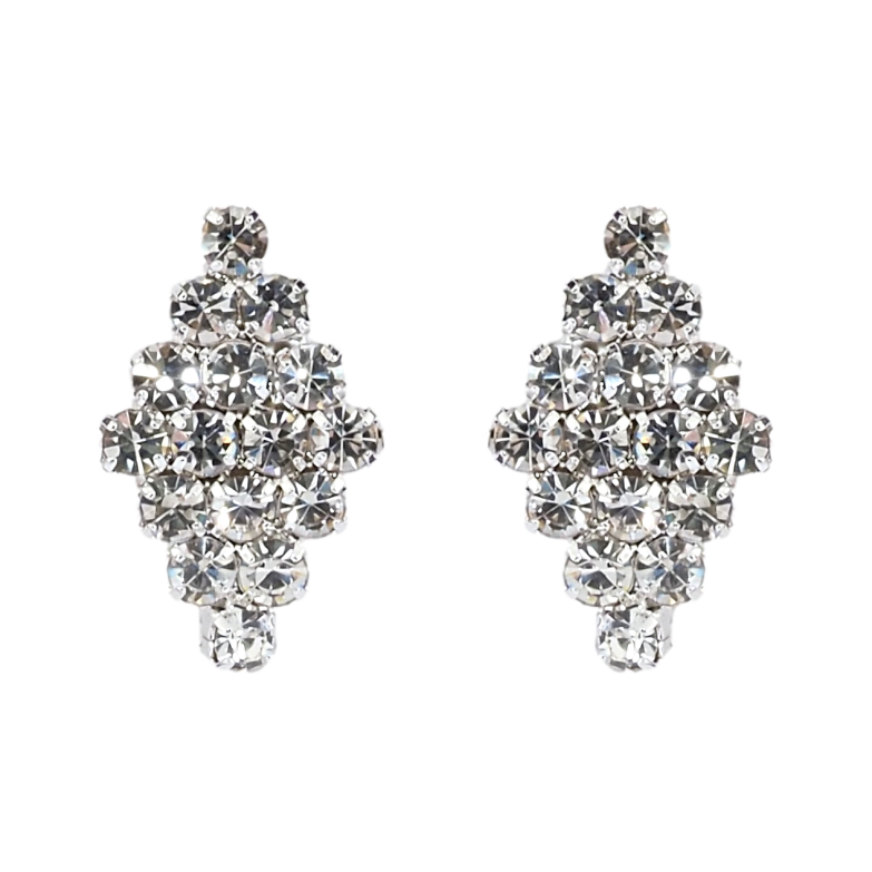 Сережки пусети Ромби зі стразами фото №4