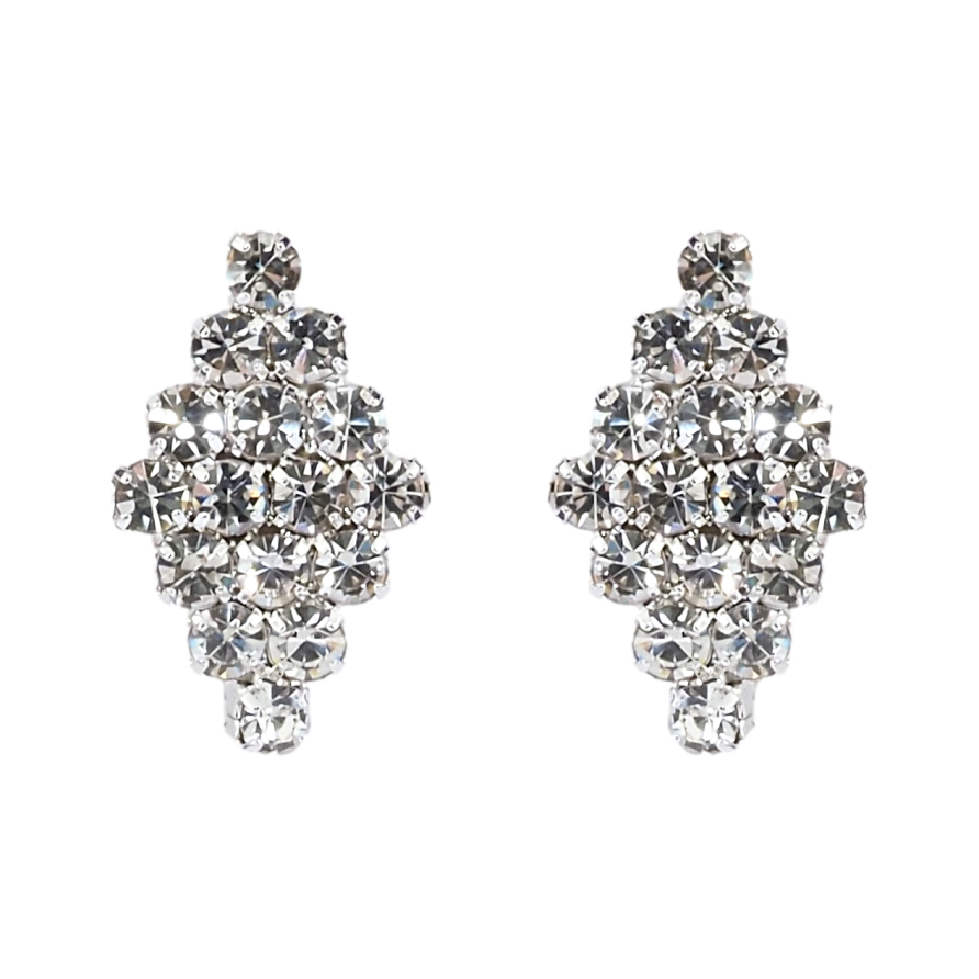 Серьги пусеты Ромбы со стразами фото №1