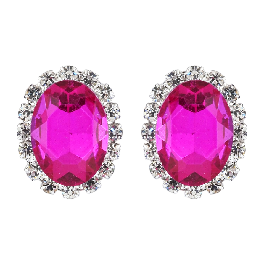 Серьги пусеты Розовые кристаллы в обрамлении страз фото №1