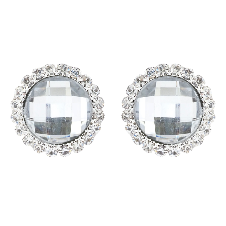 Сережки пусети Кристал в обрамленні страз ø 19мм фото №1