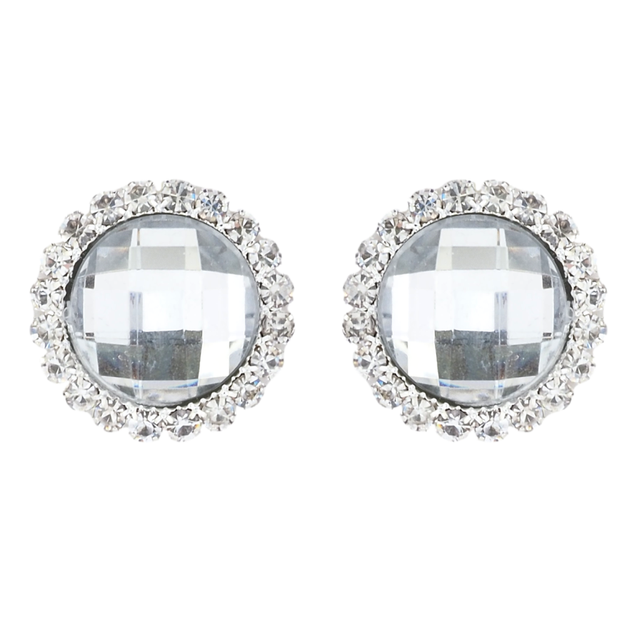 Серьги пусеты Кристалл в обрамлении страз ø 19мм фото №1