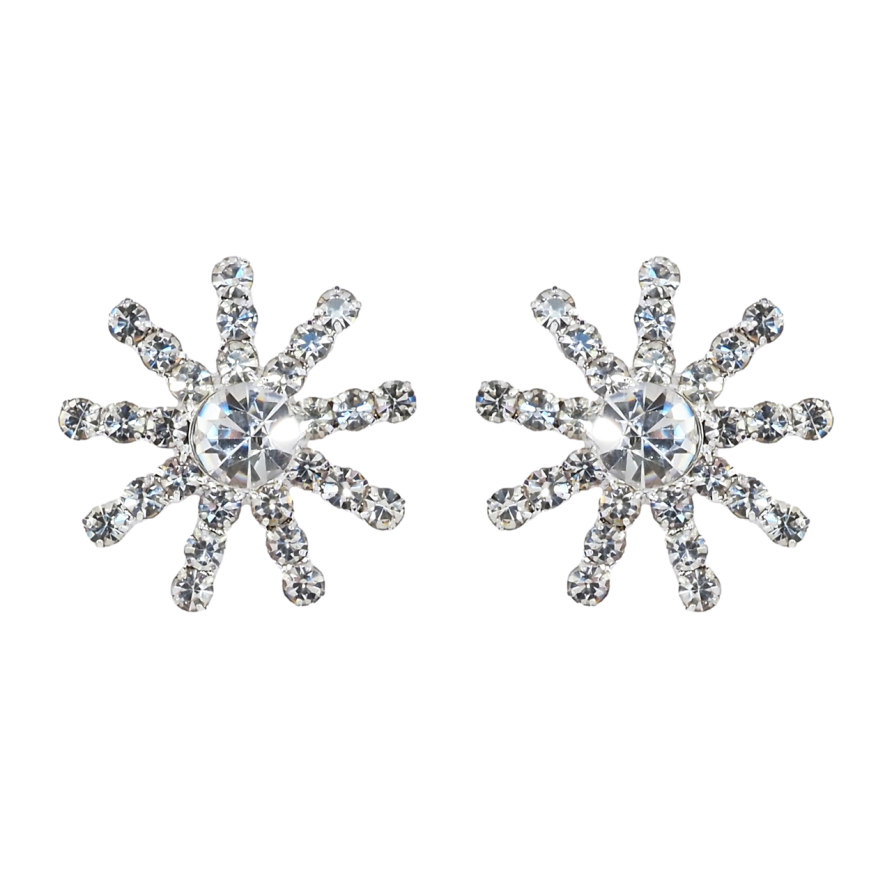 Сережки пусети Сніжинки зі стразами фото №1