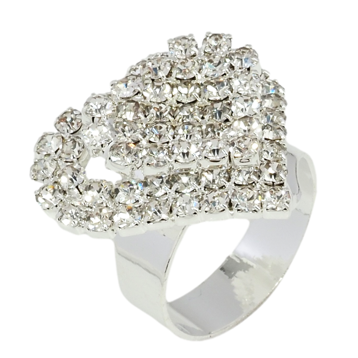 Каблучка Серце зі стразами вільний розмір фото №17