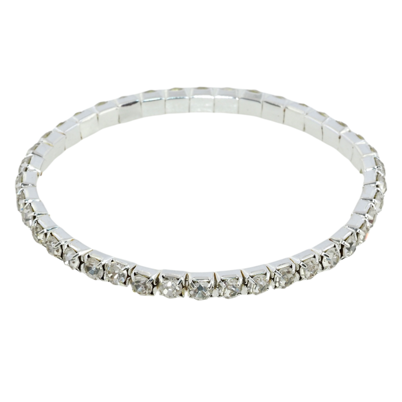 Браслет на гумці скло Доріжка кристалів розмір 15-21см х 4мм фото №1