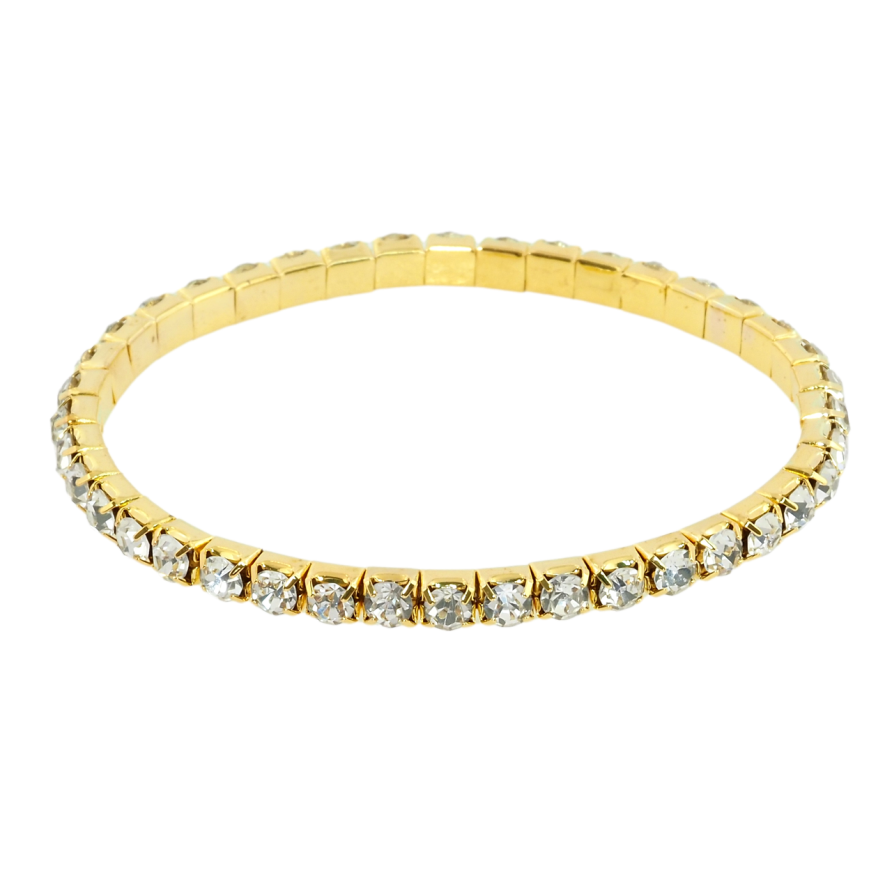 Браслет на гумці скло Доріжка кристалів розмір 15-21см х 4мм фото №1