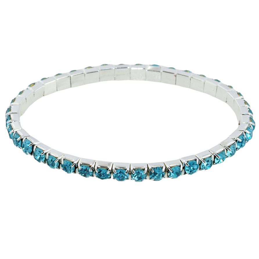 Браслет на резинке стекло Дорожка голубых кристаллов размер 15-22см х 4мм фото №1