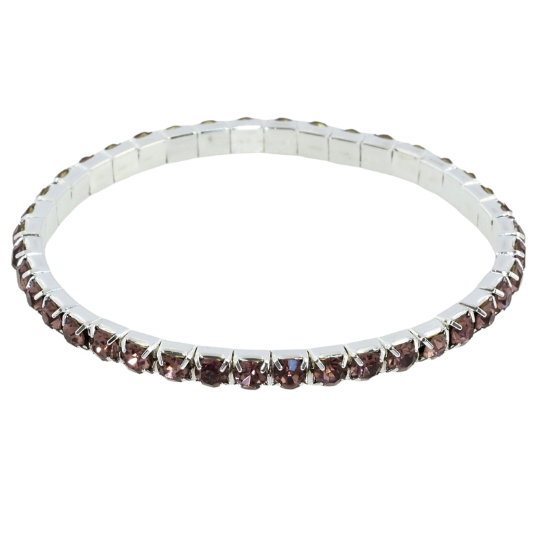 Браслет на гумці скло Доріжка світло-бордових кристалів розмір 15-22см х 4мм фото №1