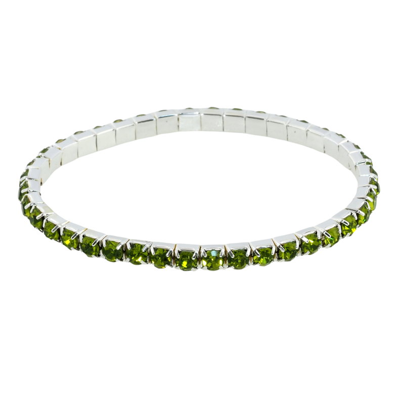 Браслет на гумці скло Доріжка світло-зелених кристалів розмір 15-22см х 4мм фото №1