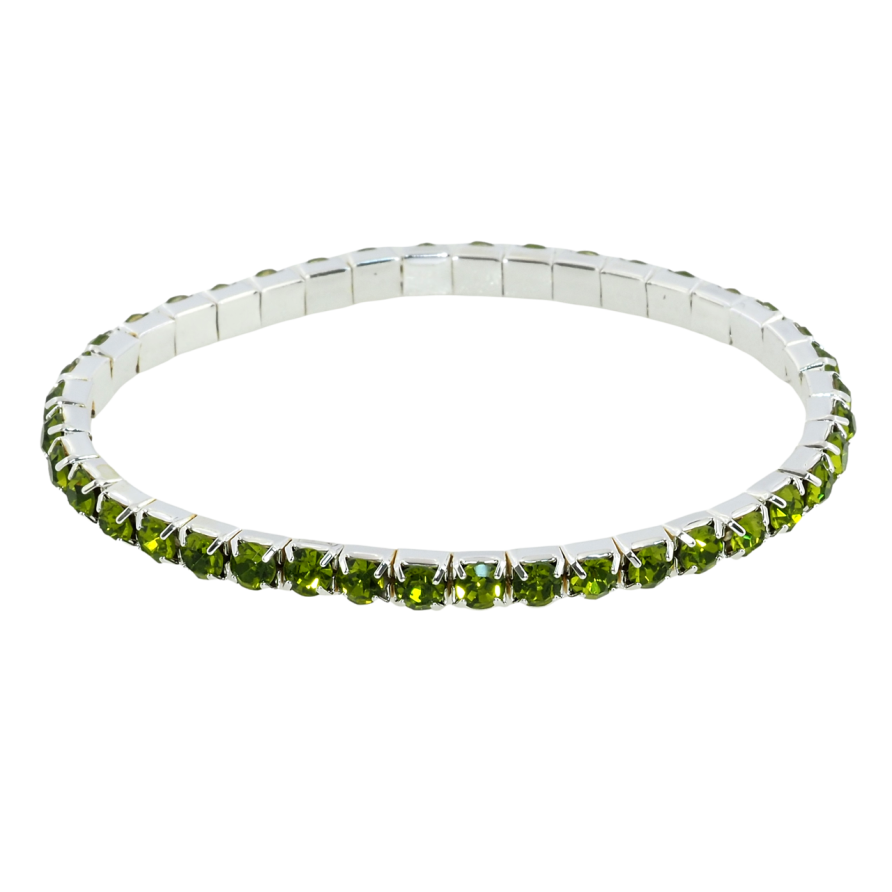 Браслет на резинке стекло Дорожка светло-зеленых кристаллов размер 15-22см х 4мм фото №1