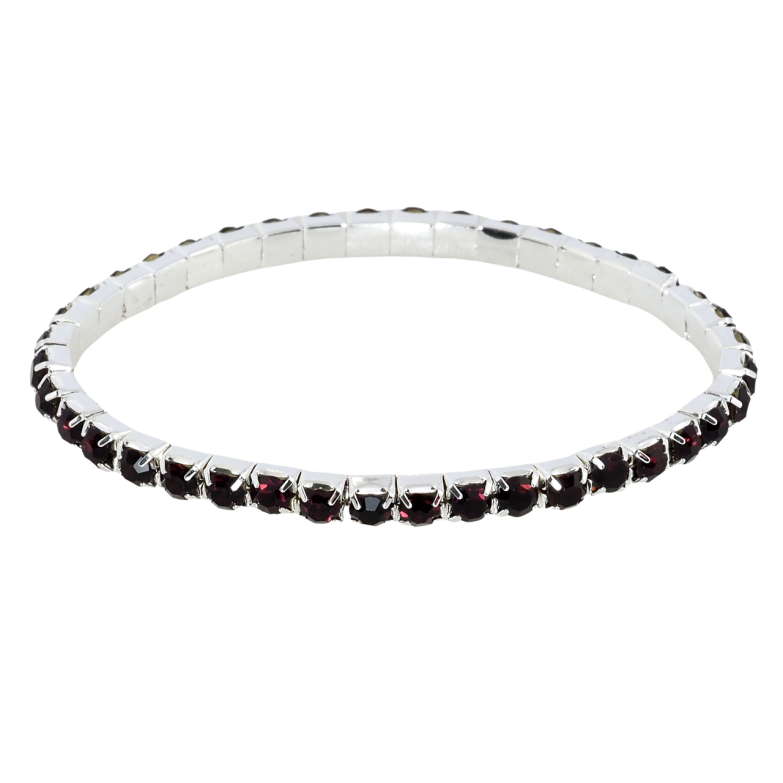 Браслет на резинке стекло Дорожка баклажановых кристаллов размер 15-20см х 4мм фото №1