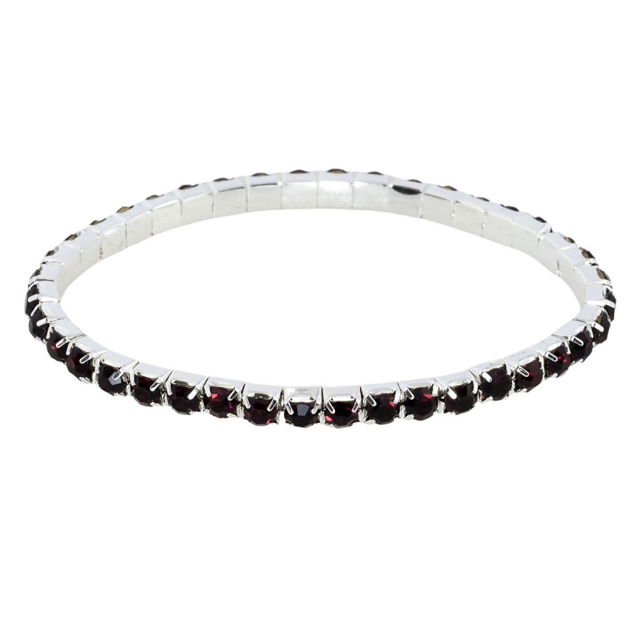 Браслет на резинке стекло Дорожка баклажановых кристаллов размер 15-20см х 4мм фото №1