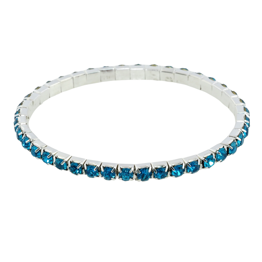 Браслет на резинке стекло Дорожка бирюзовых кристаллов размер 15-21см х 4мм фото №1