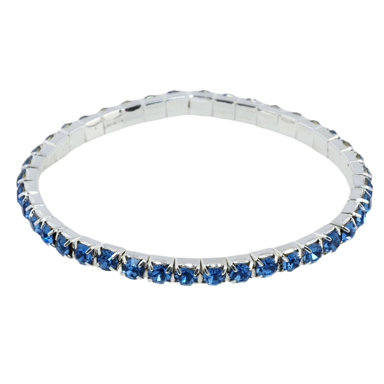 Браслет на резинке стекло Дорожка светло-синих кристаллов размер 15-22см х 4мм фото №1