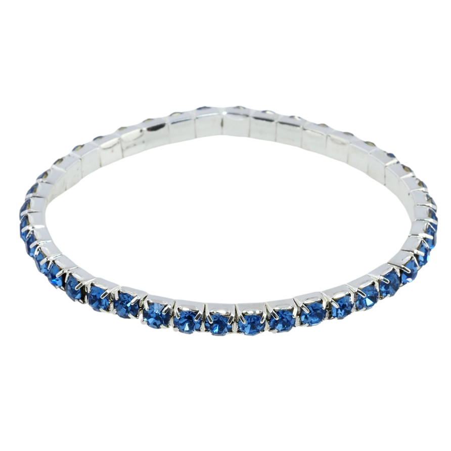 Браслет на резинке стекло Дорожка светло-синих кристаллов размер 15-22см х 4мм фото №1