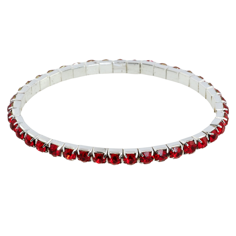 Браслет на резинке стекло Дорожка красных кристаллов размер 15-22см х 4мм фото №1