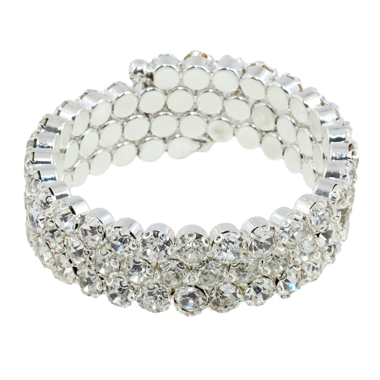 Браслет пружинка Дорожки кристаллов в 3 ряда ø 5,5см х 20мм, свободный размер фото №1 Браслет пружинка Дорожки кристаллов в 3 ряда ø 5,5см х 20мм, свободный размер фото №1