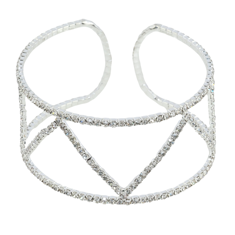 Браслет Широкий із орнаментом стразами шир. 34мм, вільний розмір фото №1