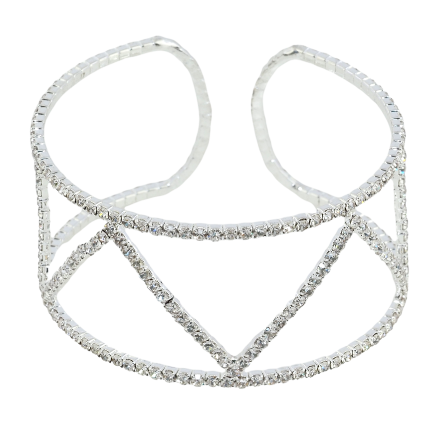 Браслет Широкий із орнаментом стразами шир. 34мм, вільний розмір фото №1