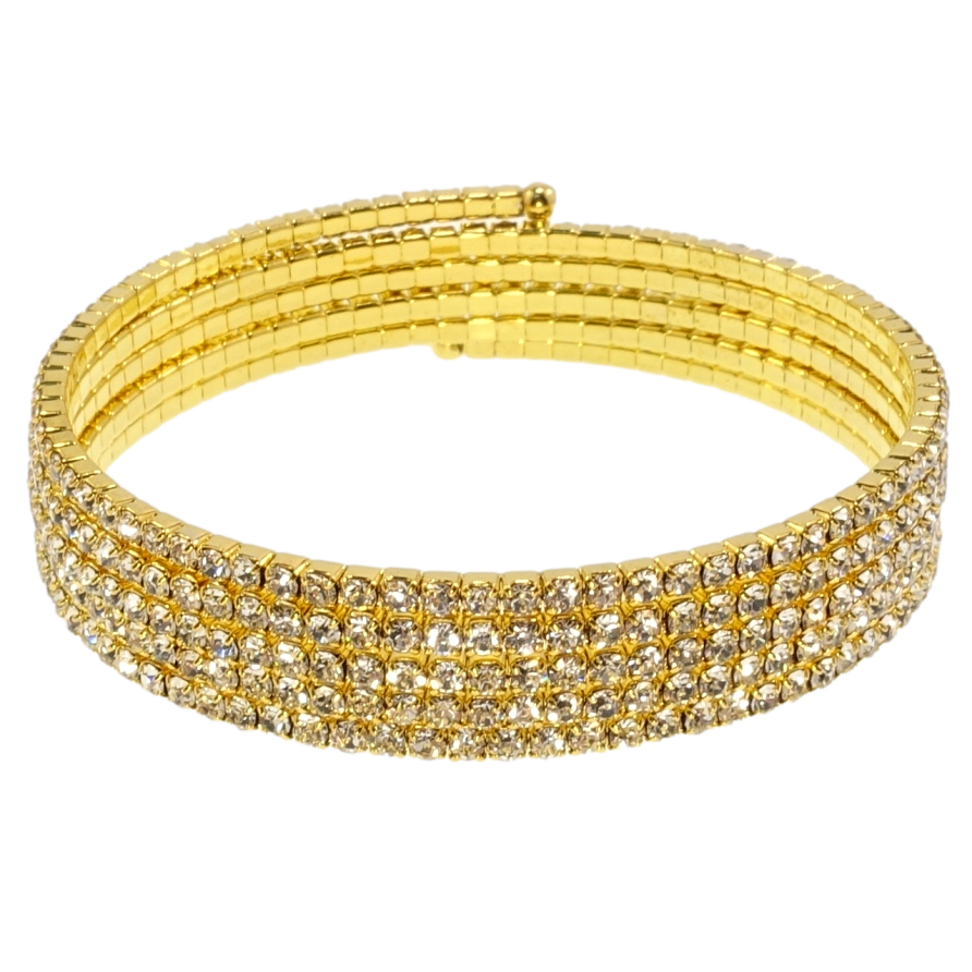 Браслет пружинка Доріжка страз у 5 рядів ø 5см; шир. 11мм, вільний розмір фото №1 Браслет пружинка Доріжка страз у 5 рядів ø 5см; шир. 11мм, вільний розмір фото №1