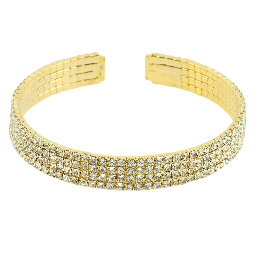 Браслет Доріжка страз у 4 ряди шир. 9мм, вільний розмір фото №1