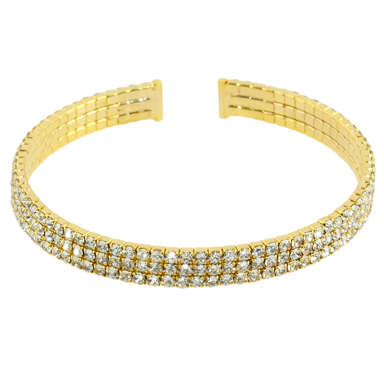 Браслет Доріжка страз у 3 ряди шир. 6мм, вільний розмір фото №1