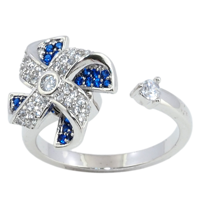 Кольцо Xuping Родий Вращающийся ветряк с цирконием фото №16