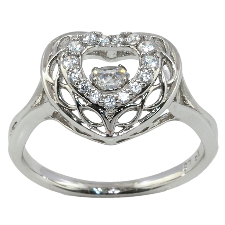 Каблучка Xuping Родій Серце з різьбленим візерунком і Танцюючим кристалом фото №10 Каблучка Xuping Родій Серце з різьбленим візерунком і Танцюючим кристалом фото №10