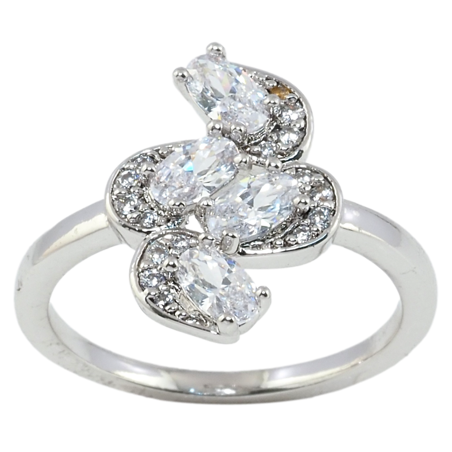 Каблучка Xuping Родій Вигадливий орнамент з фіанітами фото №1 Каблучка Xuping Родій Вигадливий орнамент з фіанітами фото №1