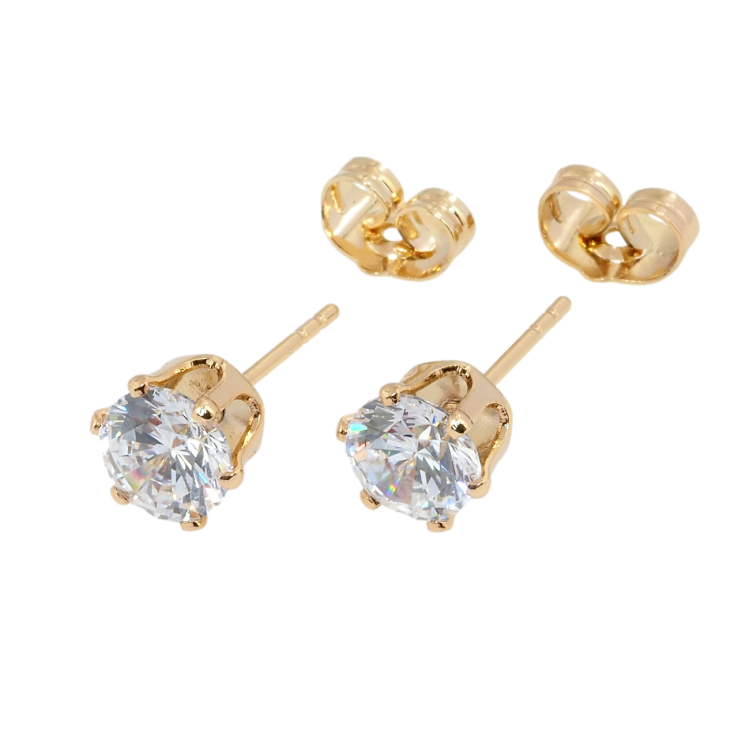 Серьги Xuping Позолота 18K пусеты Фианиты в 6-ти крапановой оправе ø 7мм фото №15