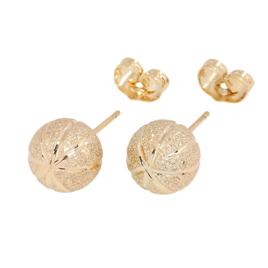 Серьги Xuping Позолота 18K пусеты Шарики с шагренью и узором ø 10мм фото №1
