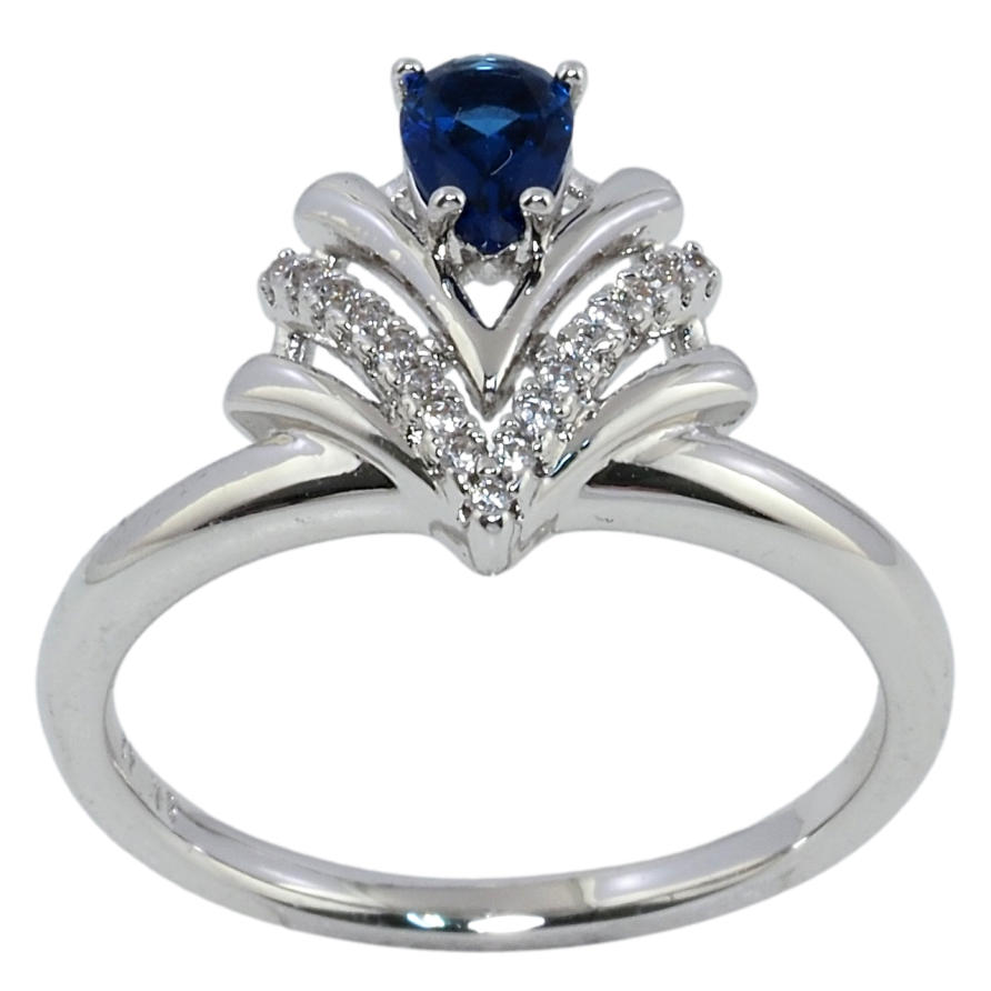 Кольцо Xuping Родий Феерия с синим кристаллом и цирконием фото №1 Кольцо Xuping Родий Феерия с синим кристаллом и цирконием фото №1