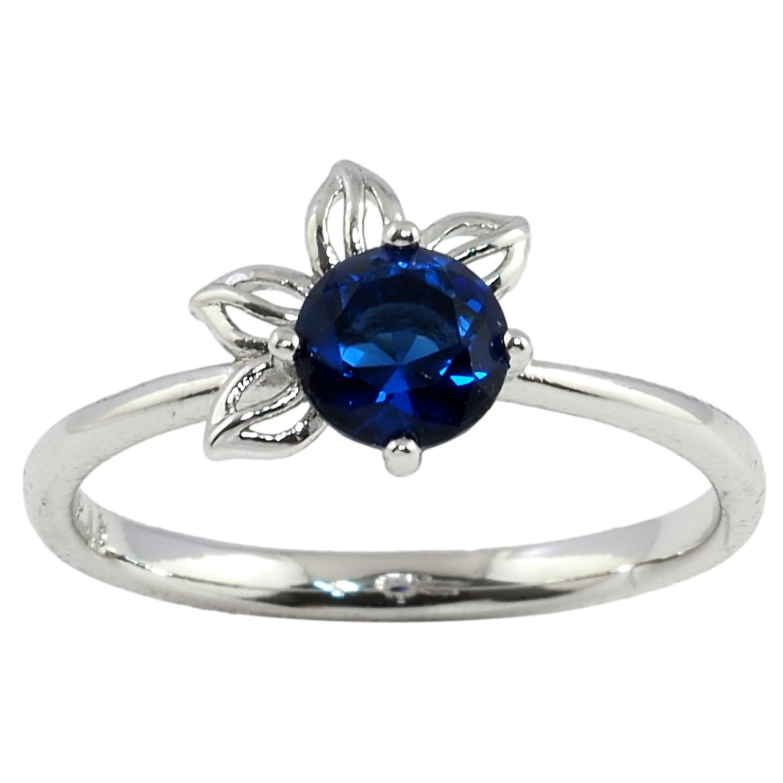 Кольцо Xuping Родий Цветочек с синим кристаллом фото №14