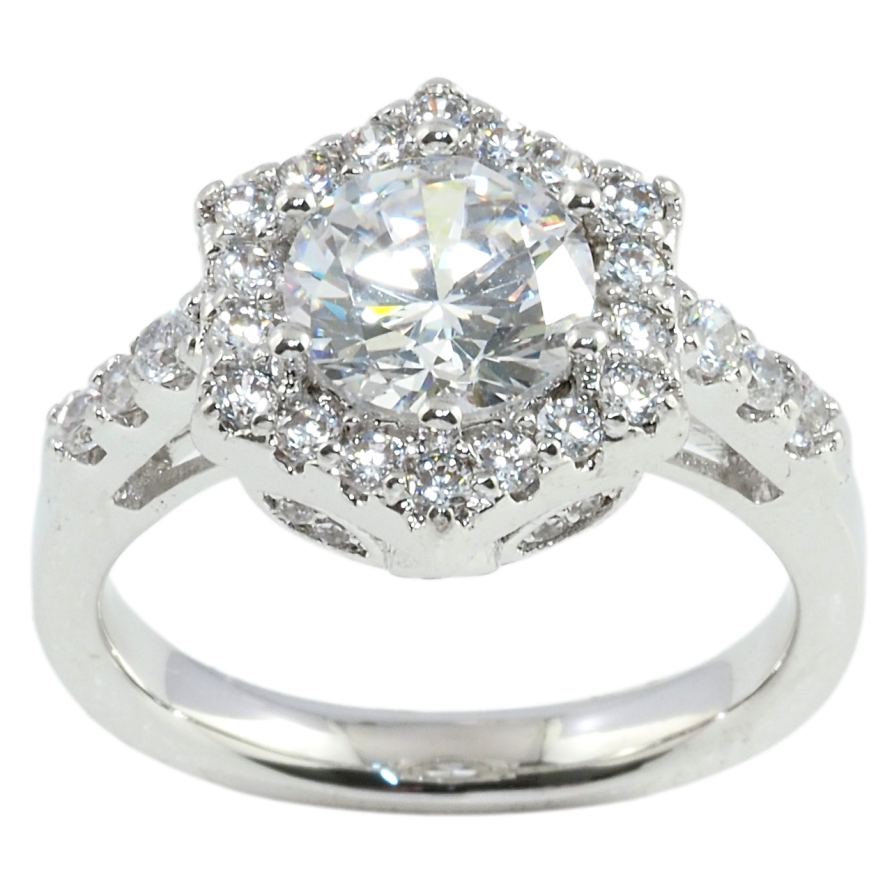 Каблучка Xuping Родій Шестигранник Інкрустація Цирконій Вставка Круглий Кристал фото №1 Каблучка Xuping Родій Шестигранник Інкрустація Цирконій Вставка Круглий Кристал фото №1