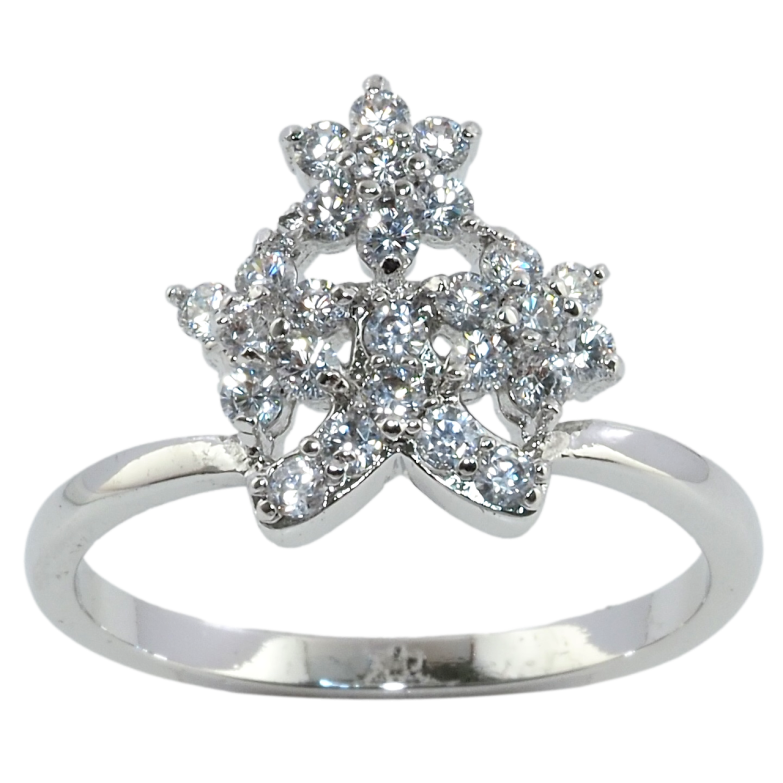 Каблучка Xuping Родій Квіткове Тріо фото №1 Каблучка Xuping Родій Квіткове Тріо фото №1