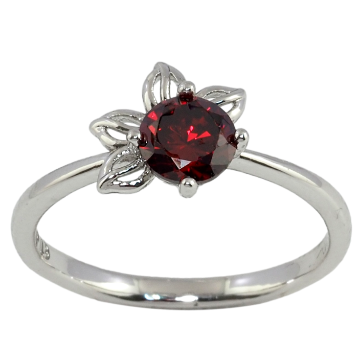 Кольцо Xuping Родий Цветочек с красным кристаллом фото №4