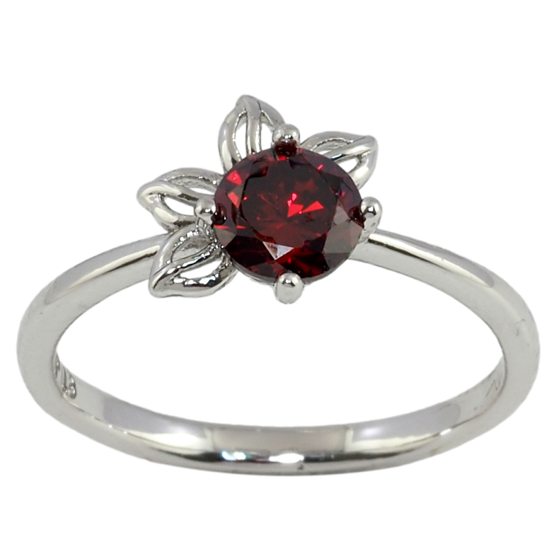 Каблучка Xuping Родій Квітка з червоним кристалом фото №1