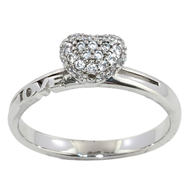 Кольцо Xuping Родий Объемное сердце с цирконием фото №20