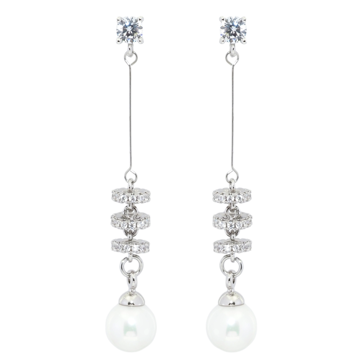 Серьги Xuping Родий пусеты Декоративные подвески с жемчужинами фото №2