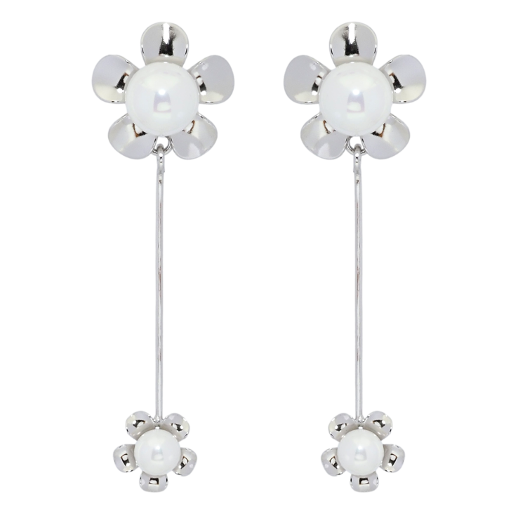 Серьги Xuping Родий пусеты Цветочные подвески с жемчужинами фото №23 Серьги Xuping Родий пусеты Цветочные подвески с жемчужинами фото №23