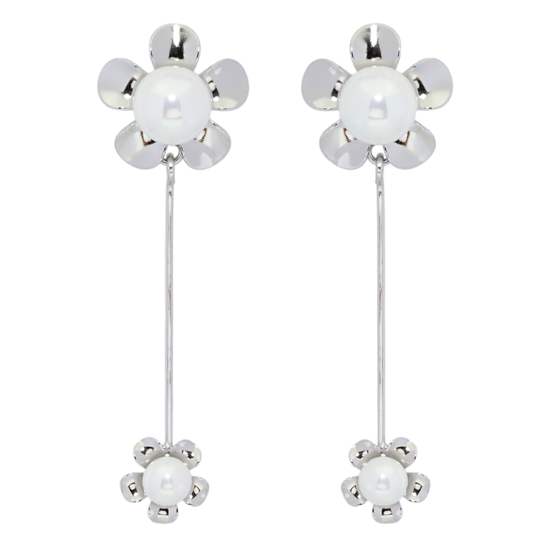 Сережки Xuping Родій пусети Квіткові підвіски з перлинами фото №1 Сережки Xuping Родій пусети Квіткові підвіски з перлинами фото №1