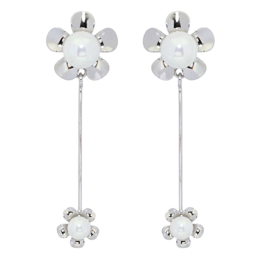 Сережки Xuping Родій пусети Квіткові підвіски з перлинами фото №1 Сережки Xuping Родій пусети Квіткові підвіски з перлинами фото №1