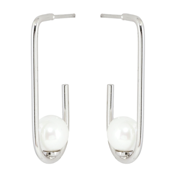 Сережки Xuping Родій пусети Петельки з перлинами фото №8 Сережки Xuping Родій пусети Петельки з перлинами фото №8