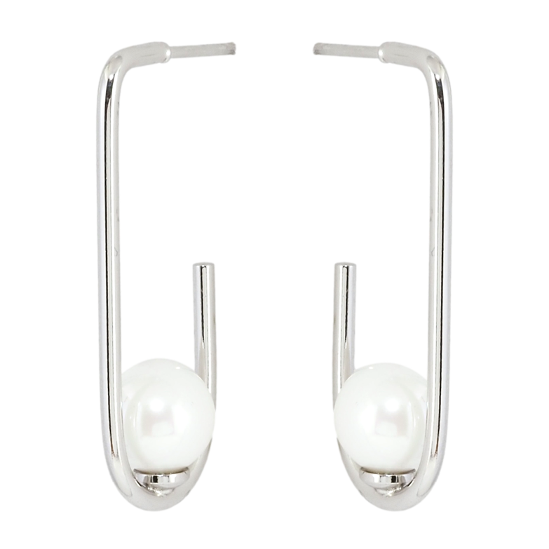 Сережки Xuping Родій пусети Петельки з перлинами фото №7