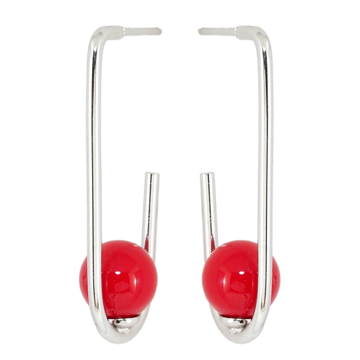 Сережки Xuping Родій пусети Петельки з червоними кульками фото №7 Сережки Xuping Родій пусети Петельки з червоними кульками фото №7