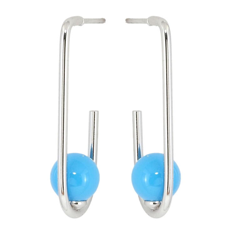 Сережки Xuping Родій пусети Петельки з блакитними кульками фото №9 Сережки Xuping Родій пусети Петельки з блакитними кульками фото №9