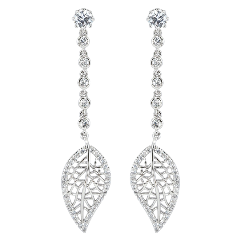 Сережки Xuping Родій пусети Різьблені листочки на доріжці цирконію фото №1 Сережки Xuping Родій пусети Різьблені листочки на доріжці цирконію фото №1