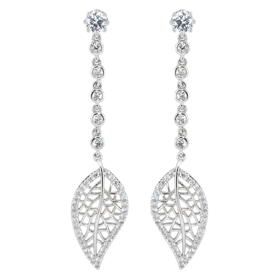 Сережки Xuping Родій пусети Різьблені листочки на доріжці цирконію фото №1 Сережки Xuping Родій пусети Різьблені листочки на доріжці цирконію фото №1