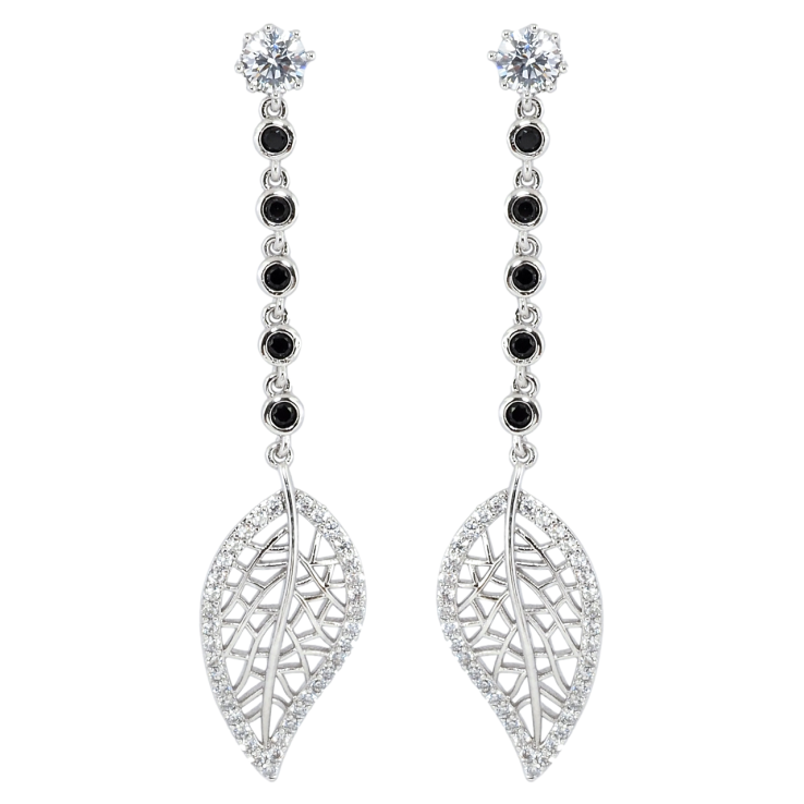 Сережки Xuping Родій пусети Різьблені листочки на доріжці чорного цирконію фото №4 Сережки Xuping Родій пусети Різьблені листочки на доріжці чорного цирконію фото №4