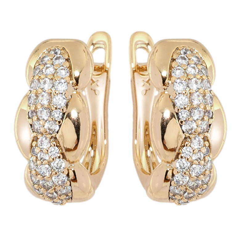 Сережки Xuping Позолота 18K англійський замок Декоративний візерунок з цирконієм фото №1