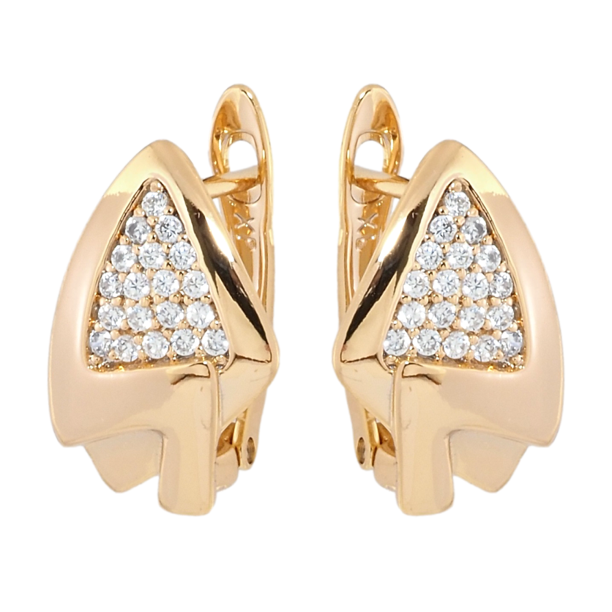 Сережки Xuping Позолота 18K англійський замок Трикутники з цирконієм фото №1